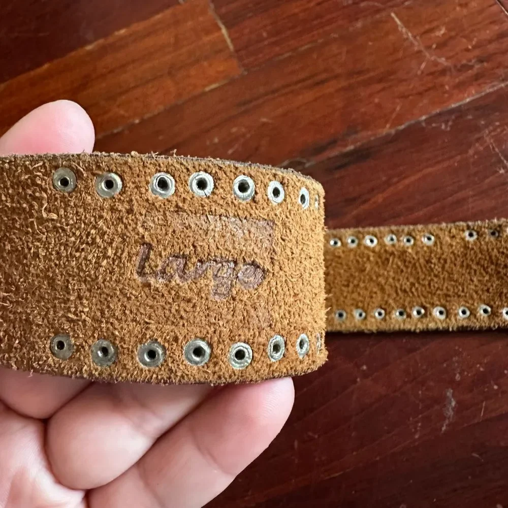 Calvin Klein Jeans Brown Studded Leather Belt Size Large